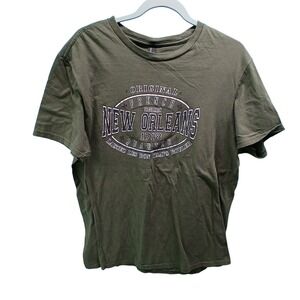 Olive Green New Orleans French Quarter 1718 Graphic T Shirt‎ Mens Large